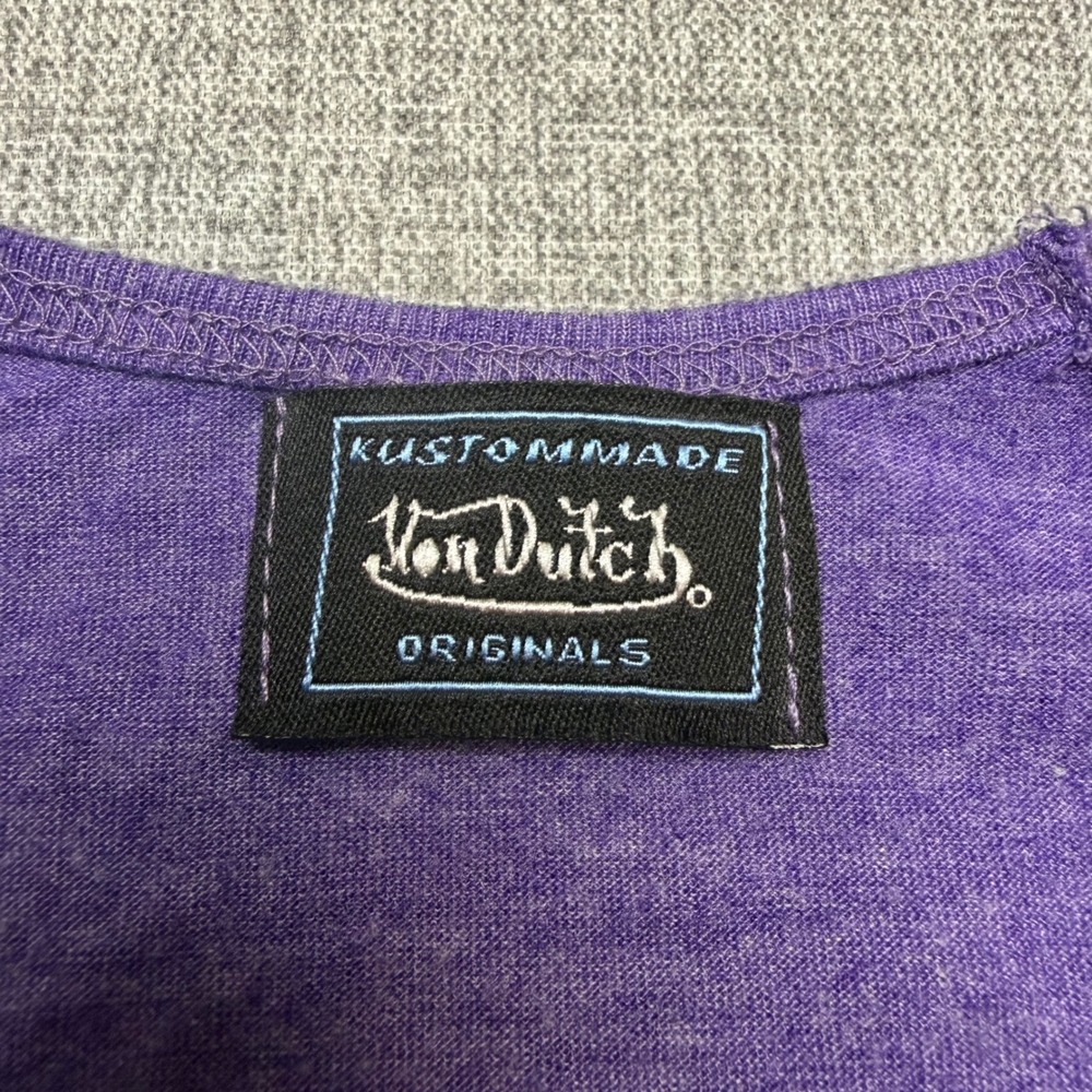 VTG Von Dutch Purple Heather Cap Sleeve T-Shirt Graphic Tee Y2K Women's Small - Picture 2 of 9